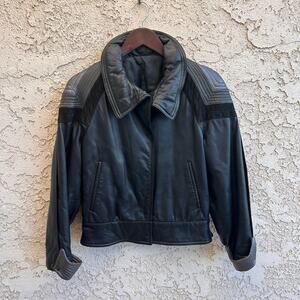 La Matta Vintage Leather Bomber Jacket Size Womens Small